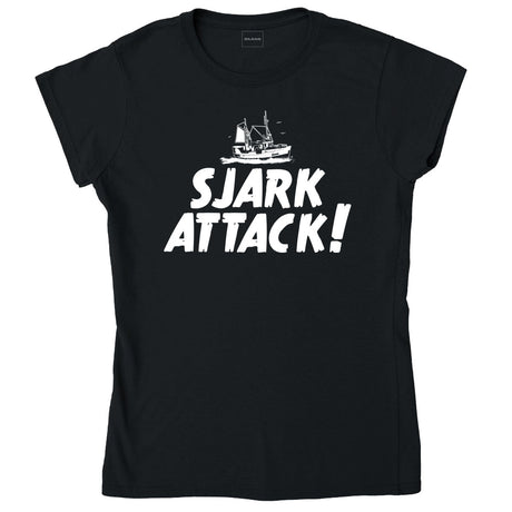 SJARK ATTACK – dame T-skjorte – sort – Gildan 64000L